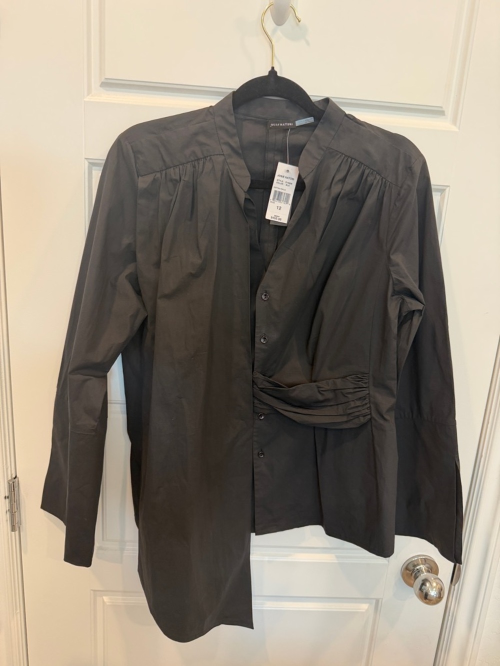 Natori Black Lightweight Pleated Shirt Jacket